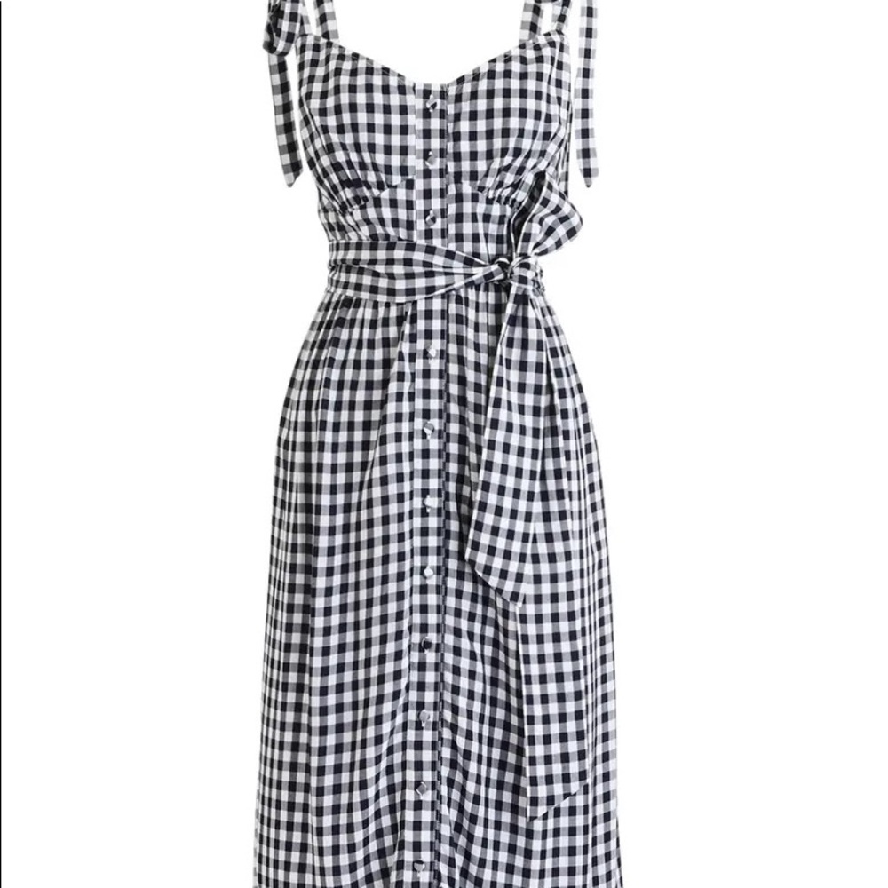 J.Crew Ruffle Button Front Gingham Midi Dress